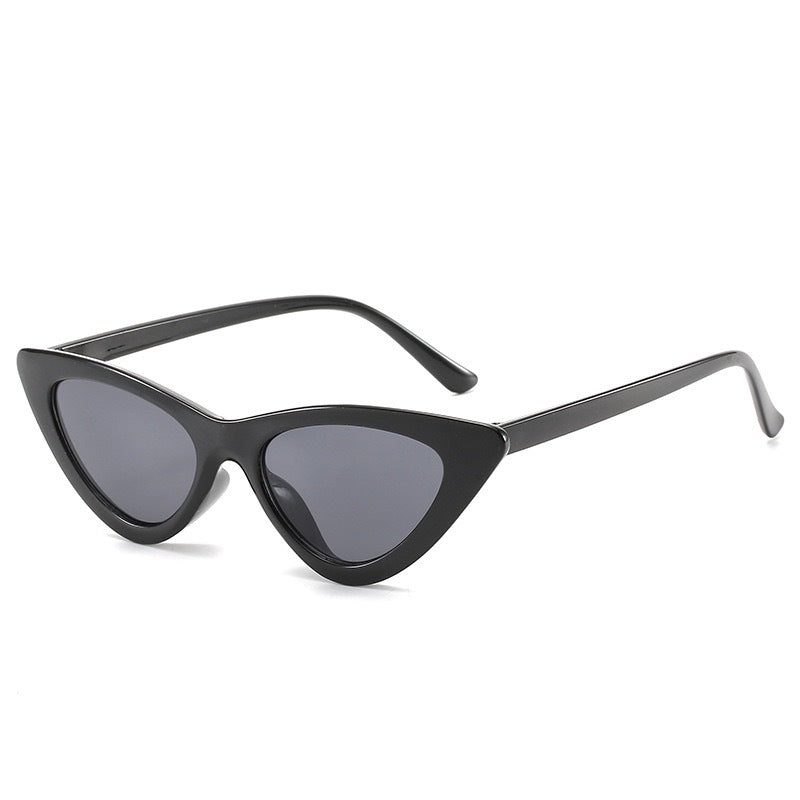Slim Cat Eye Sunglasses With Tinted Lenses - Black