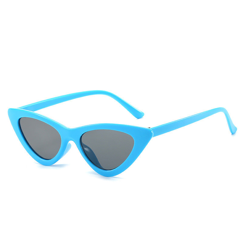 Slim Cat Eye Sunglasses With Tinted Lenses - Blue