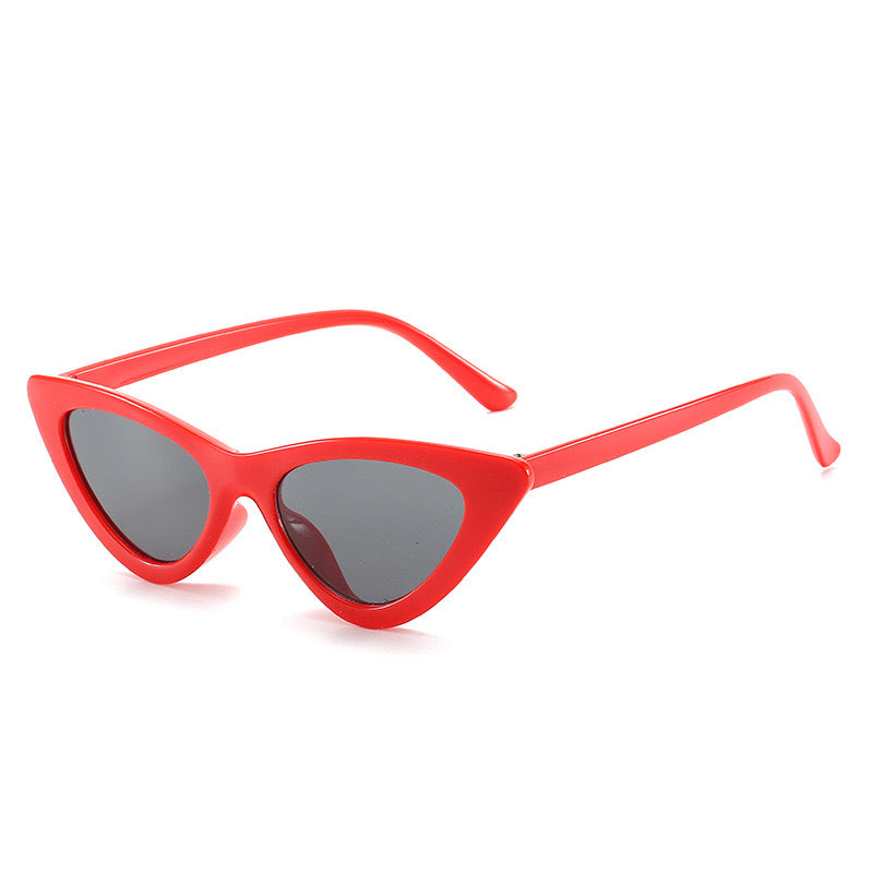 Slim Cat Eye Sunglasses With Tinted Lenses - Red