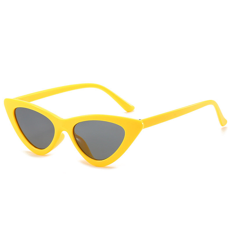 Slim Cat Eye Sunglasses With Tinted Lenses - Yellow