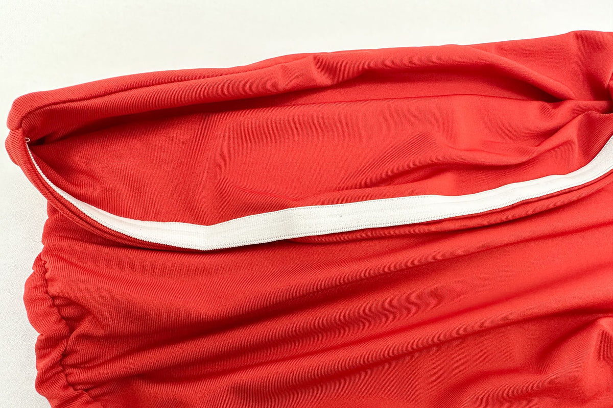 Strapless Ruched Bubble Hem Mini Dress - red - 6