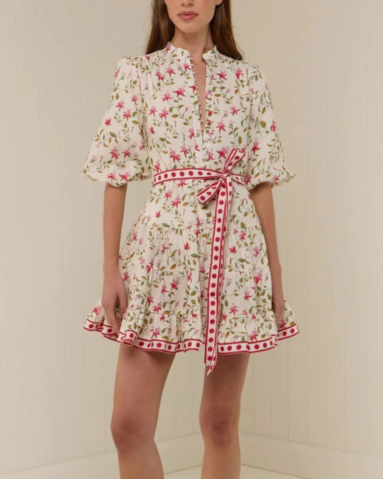 Ditsy Floral Puff Sleeve Ruffle Mini Dress - Decor
