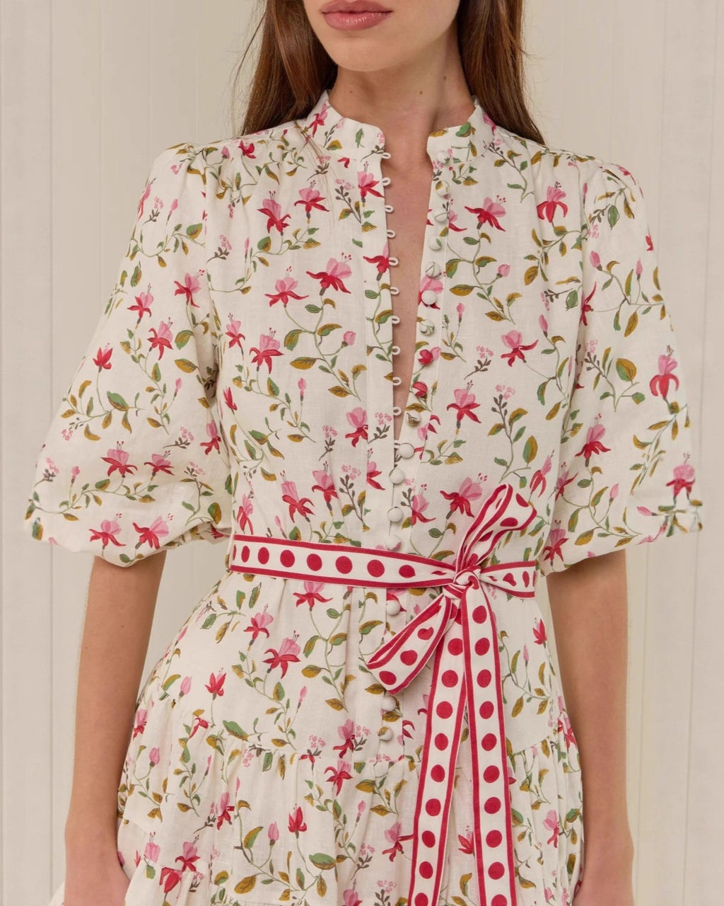 Ditsy Floral Puff Sleeve Ruffle Mini Dress - Decor - 3