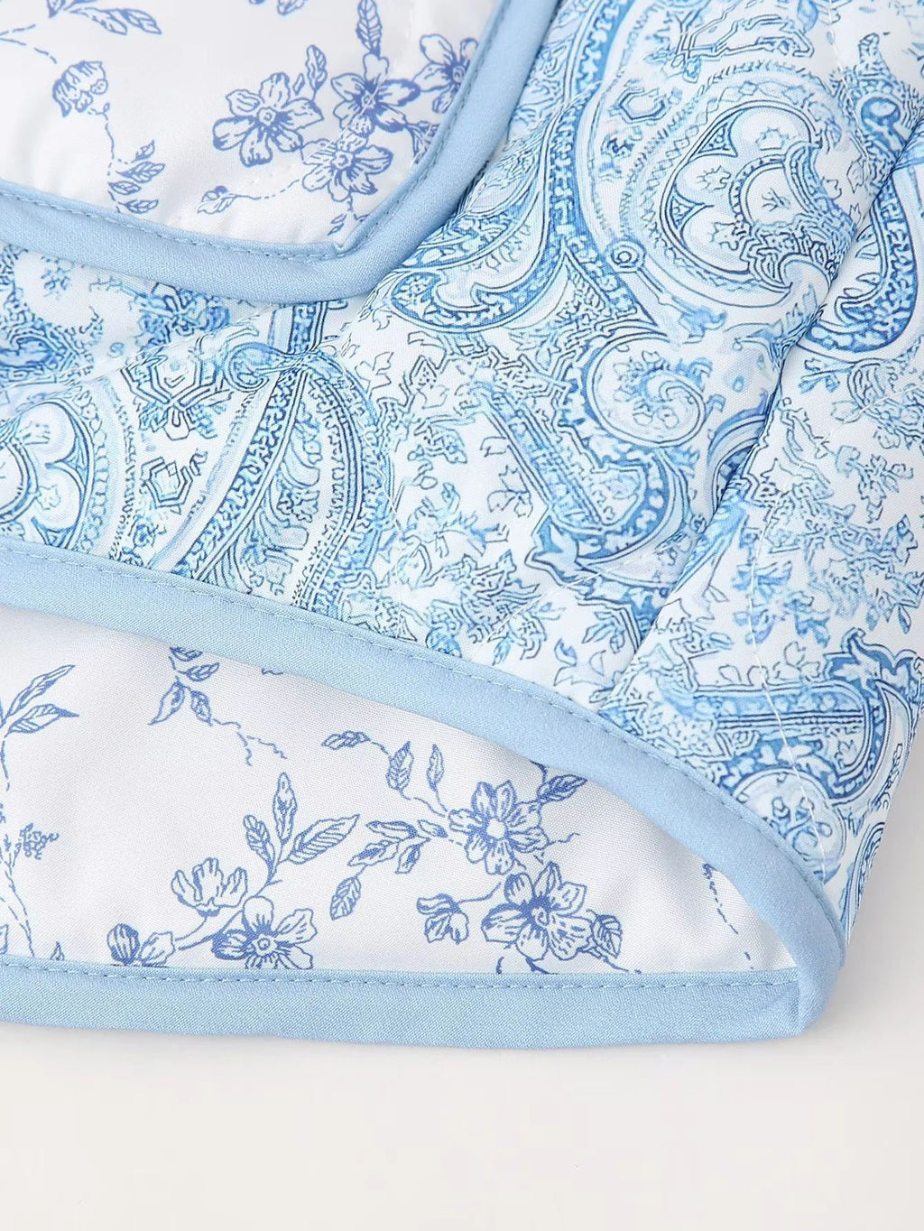 Reversible Quilted Paisley Floral Jacket - Blue - 10