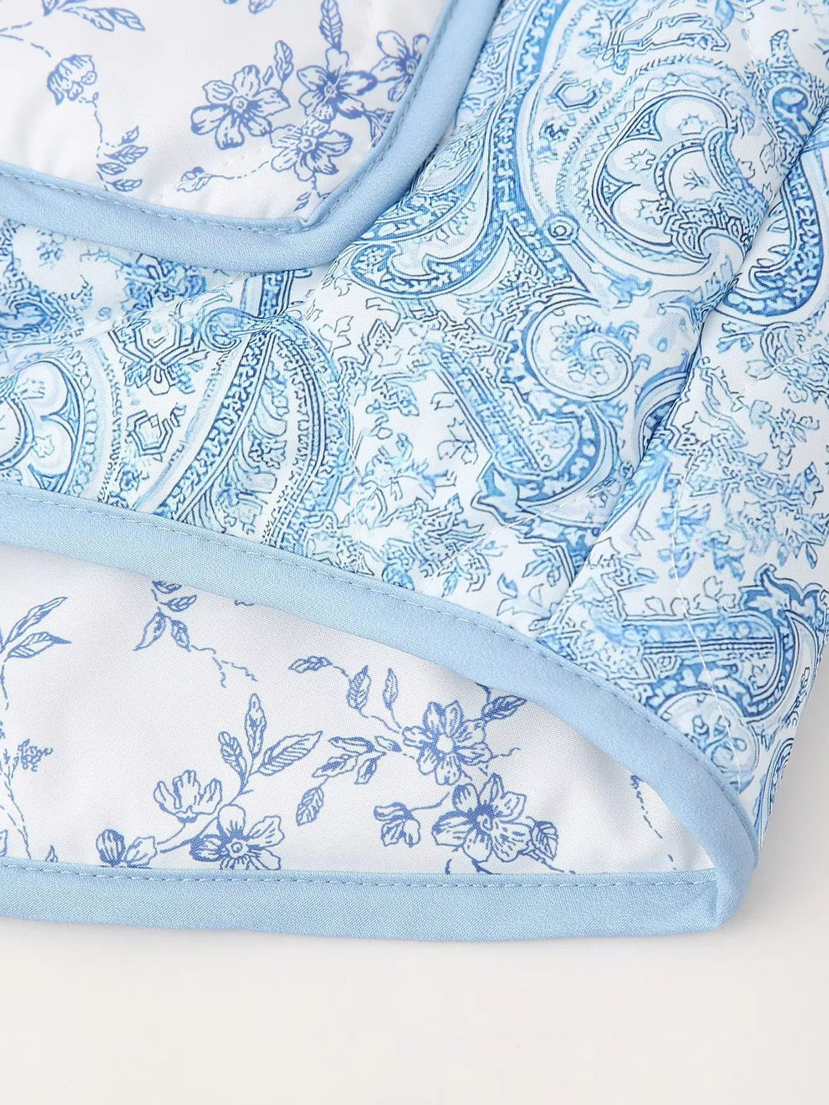 Reversible Quilted Paisley Floral Jacket - Blue - 10