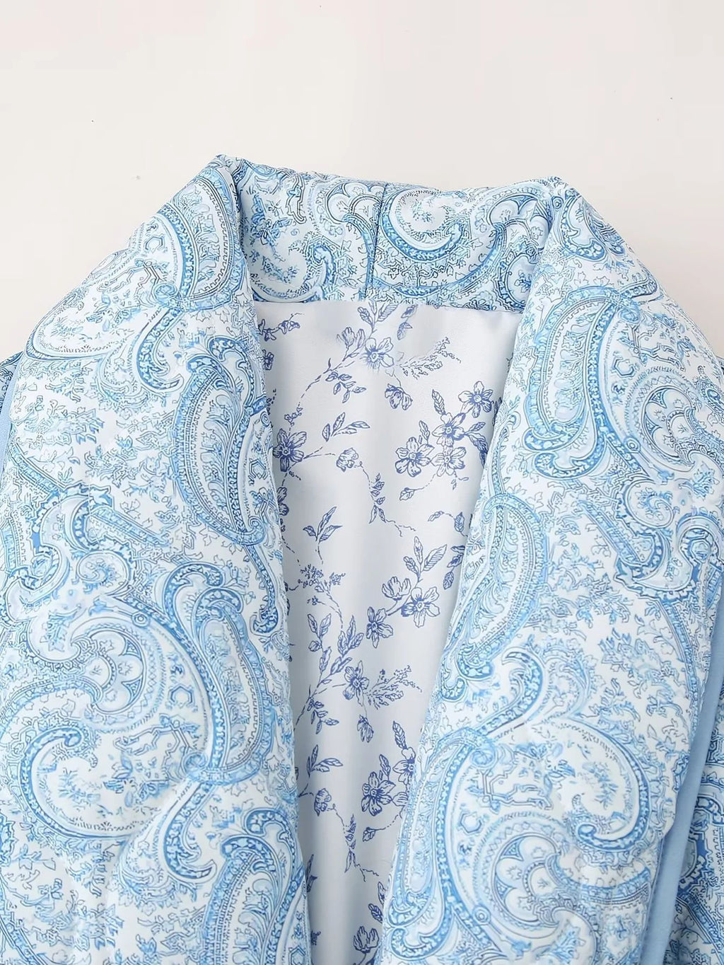 Reversible Quilted Paisley Floral Jacket - Blue - 2