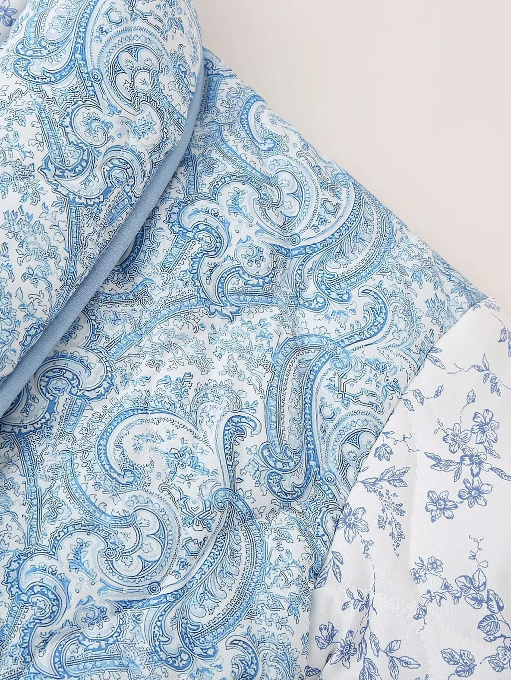 Reversible Quilted Paisley Floral Jacket - Blue - 3