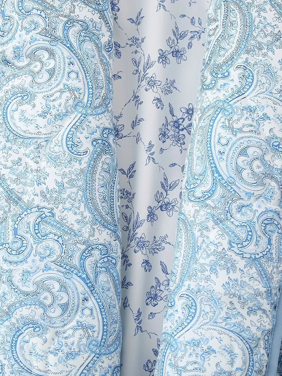Reversible Quilted Paisley Floral Jacket - Blue - 4