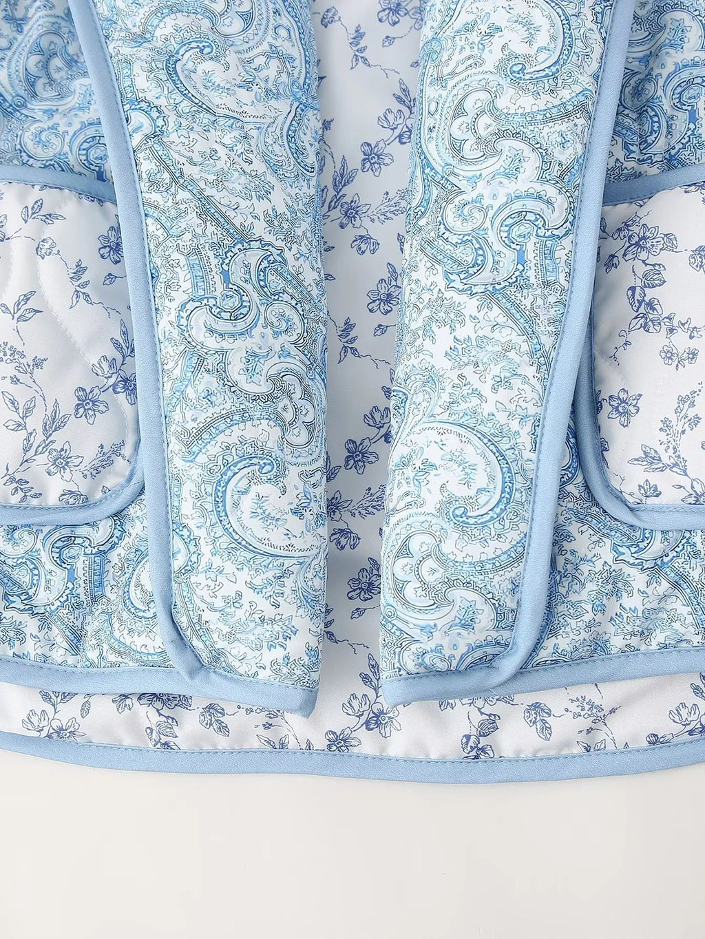 Reversible Quilted Paisley Floral Jacket - Blue - 6