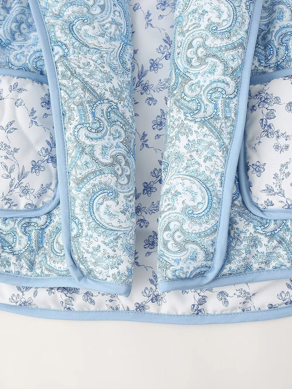 Reversible Quilted Paisley Floral Jacket - Blue - 6