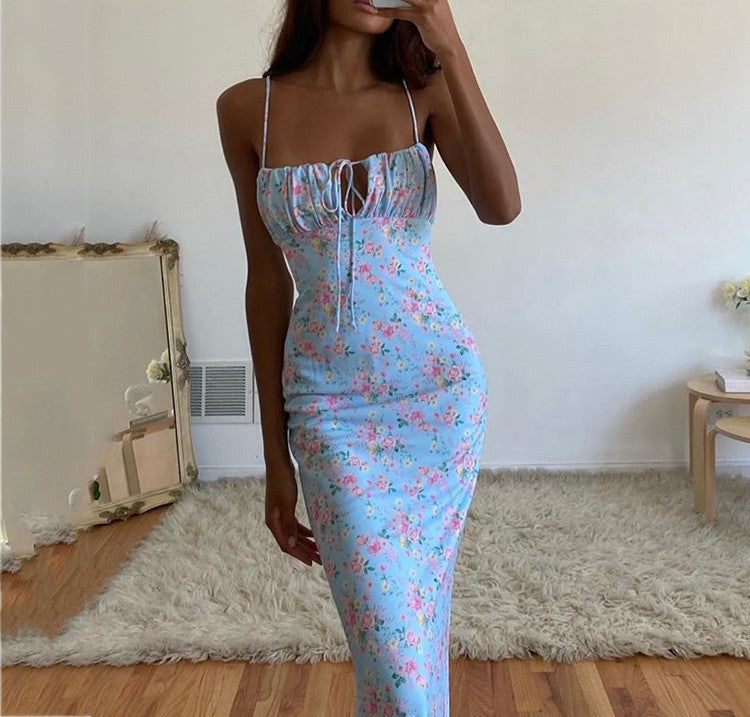 Lace Up Back Strappy Mermaid Maxi Dress - Color_04