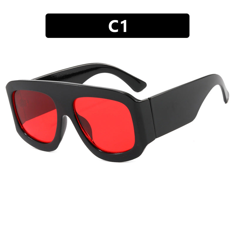 Chunky Flat Top Shield Sunglasses - NO01