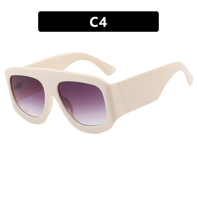 Chunky Flat Top Shield Sunglasses - NO04