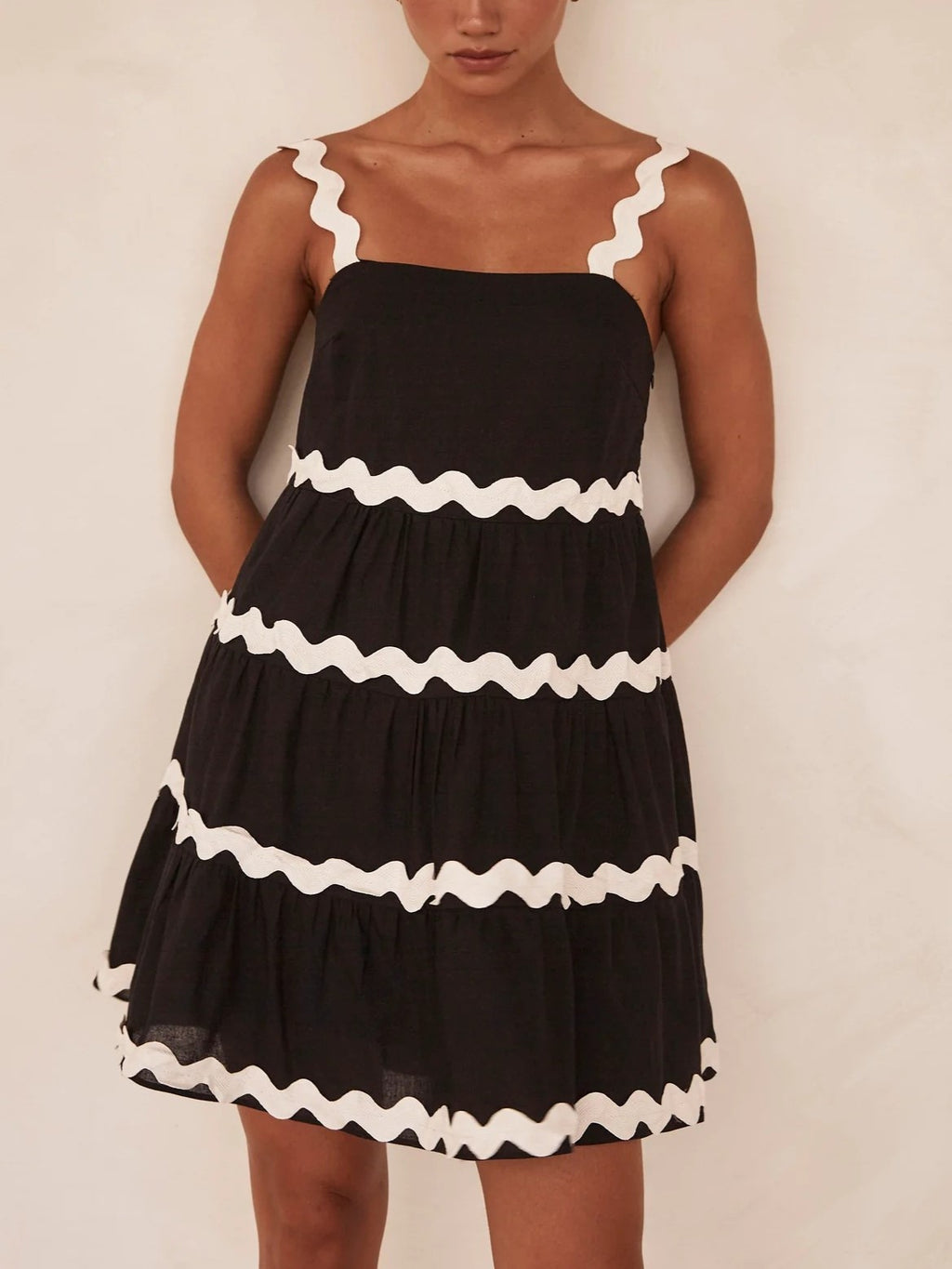 Ric Rac Trim Tiered Babydoll Mini Dress