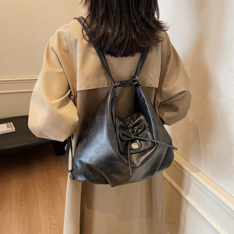 Slouchy Bow Hobo Bag Convertible to Backpack