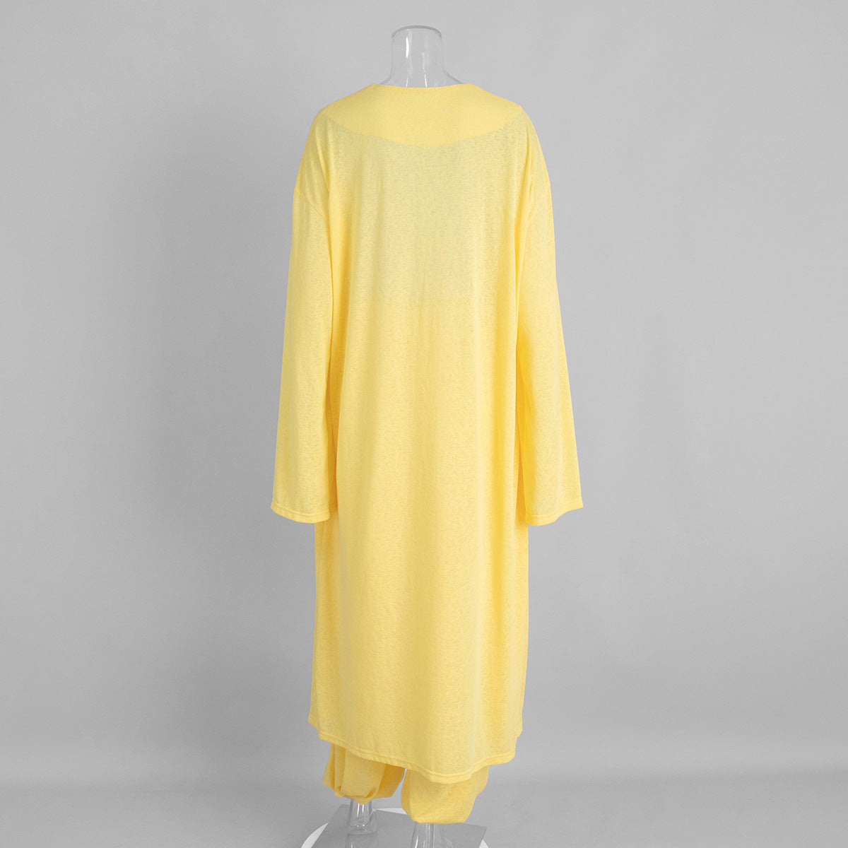 Draped Duster And Palazzo Pant Set - Yellow - 1