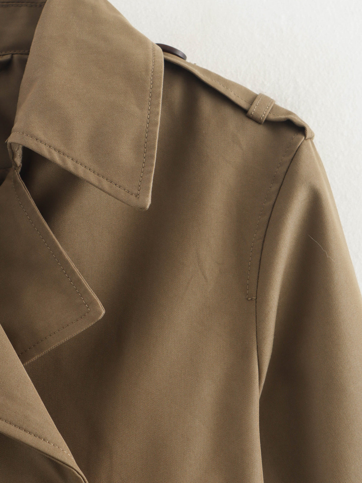 Cropped Double Breasted Trench Coat - Brown - 4