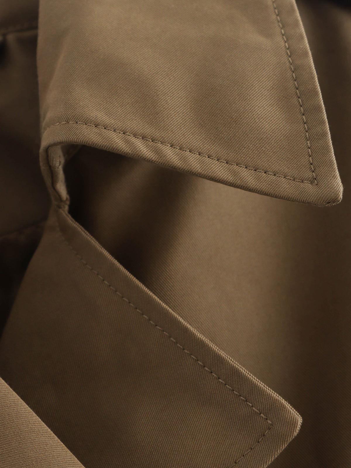 Cropped Double Breasted Trench Coat - Brown - 5