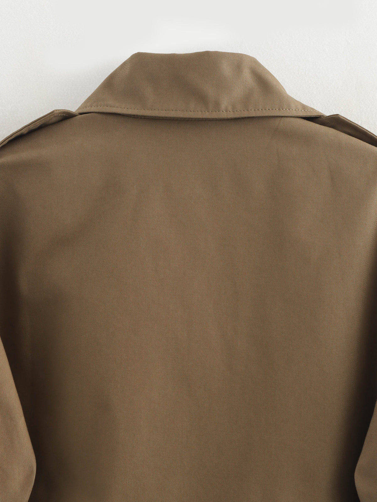 Cropped Double Breasted Trench Coat - Brown - 7