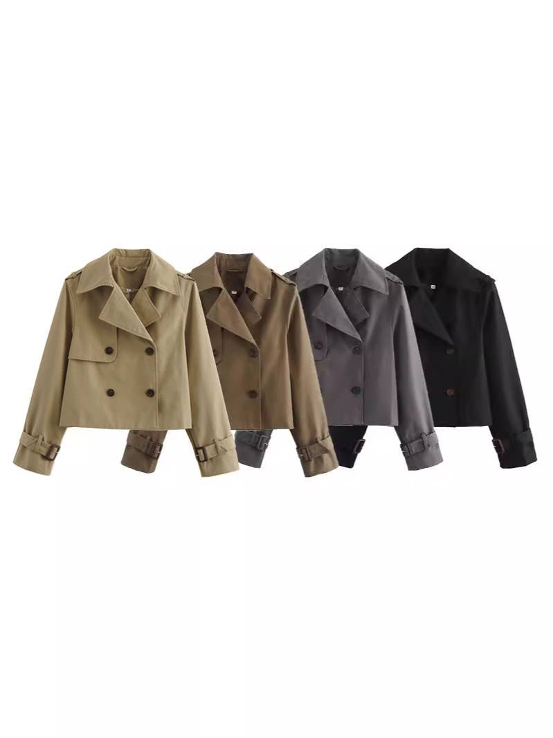 Cropped Double Breasted Trench Coat