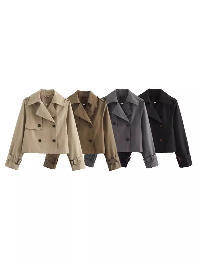 Cropped Double Breasted Trench Coat - view 1