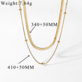 Layered Snake Chain Beaded Necklace - Gold