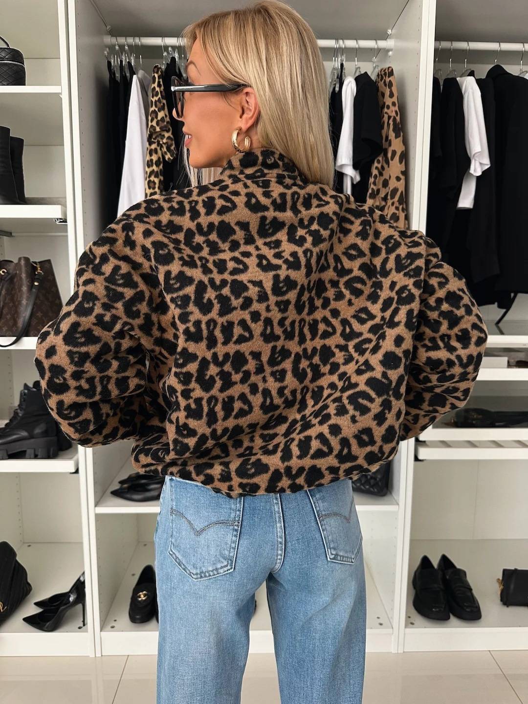 Leopard Teddy Fleece Collared Jacket - Leo - 5