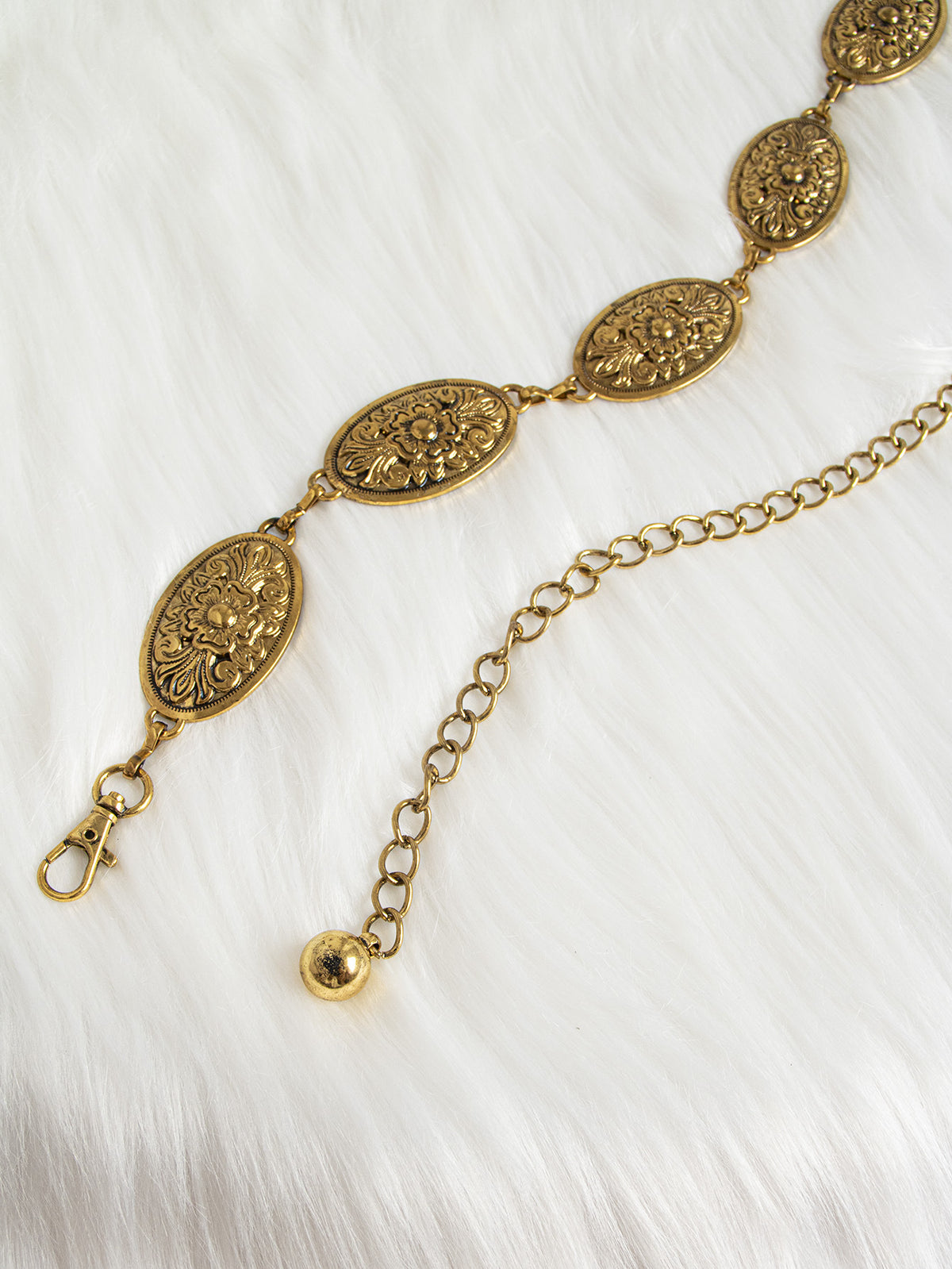 Vintage Filigree Oval Link Body Chain - Gold - 3