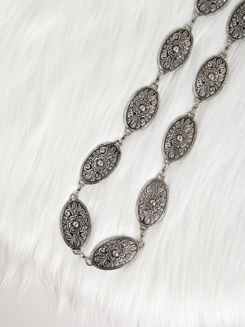 Vintage Filigree Oval Link Body Chain - Silvery - 1