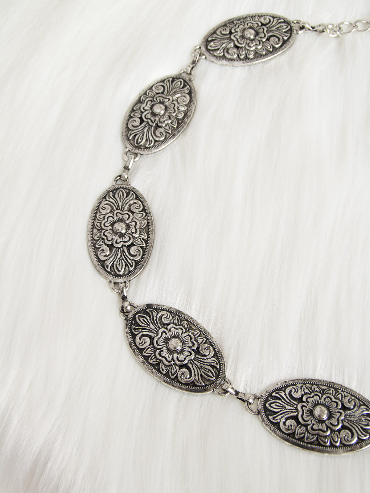 Vintage Filigree Oval Link Body Chain - Silvery - 2