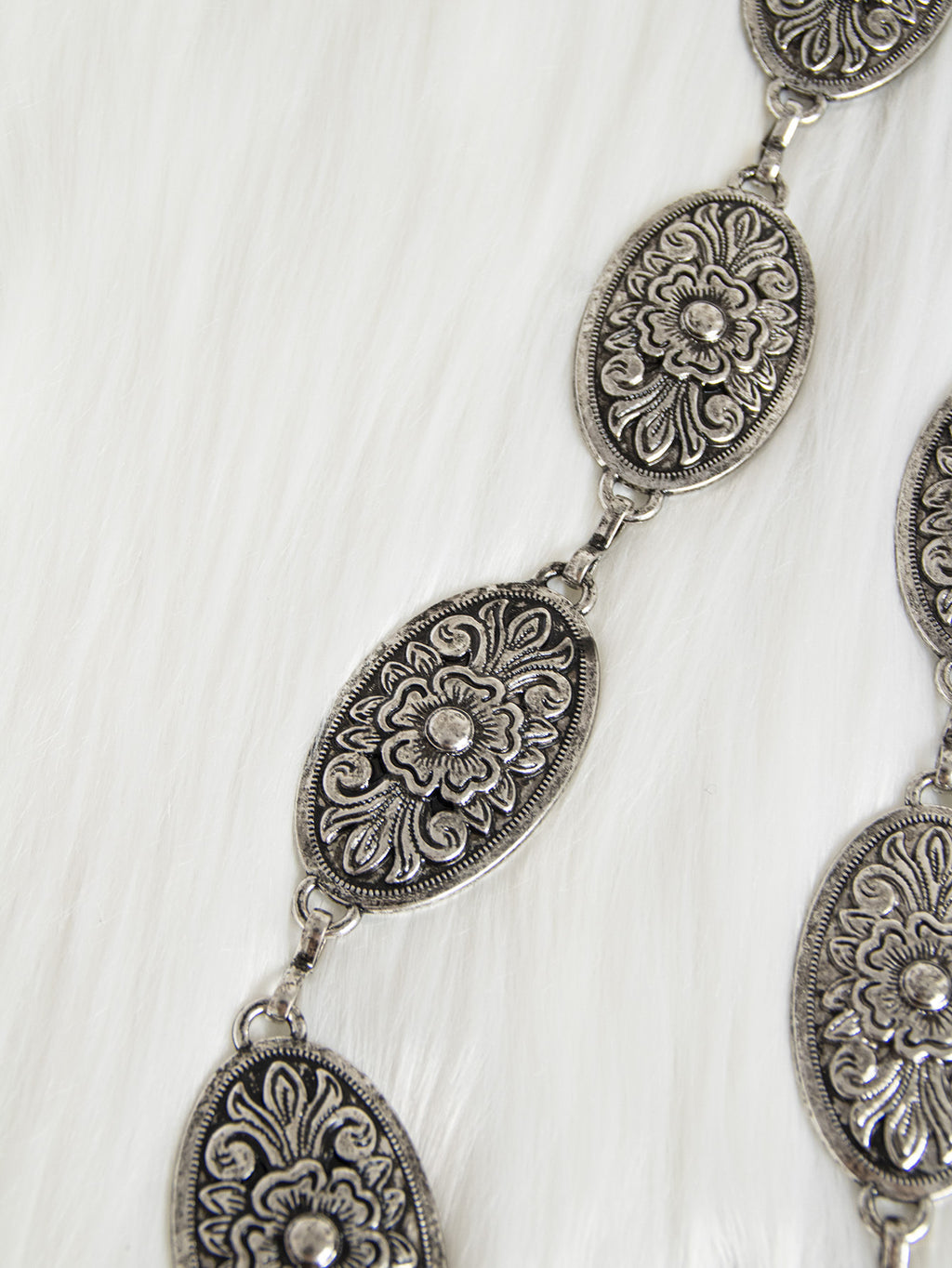 Vintage Filigree Oval Link Body Chain - Silvery - 3