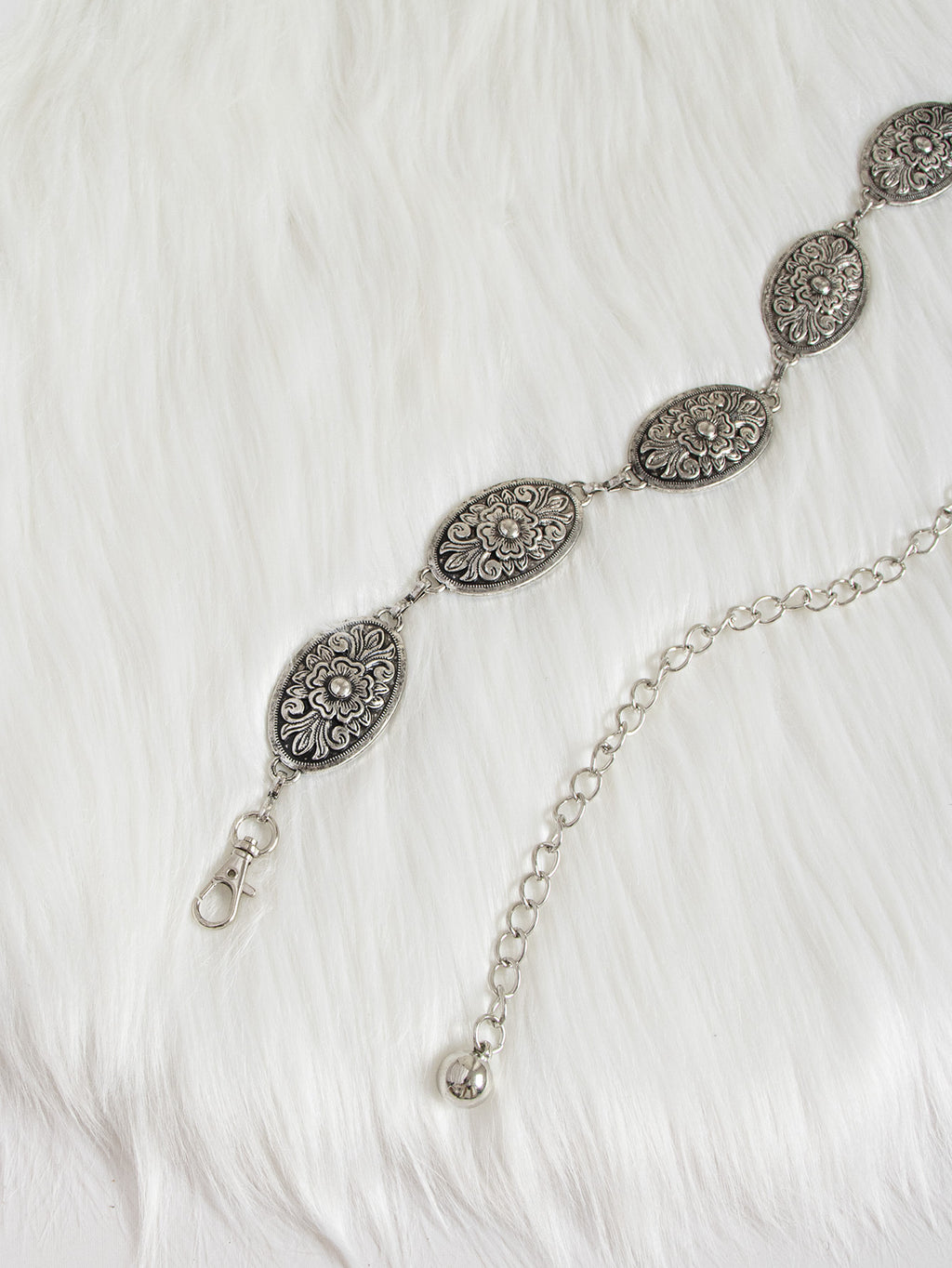 Vintage Filigree Oval Link Body Chain - Silvery - 4