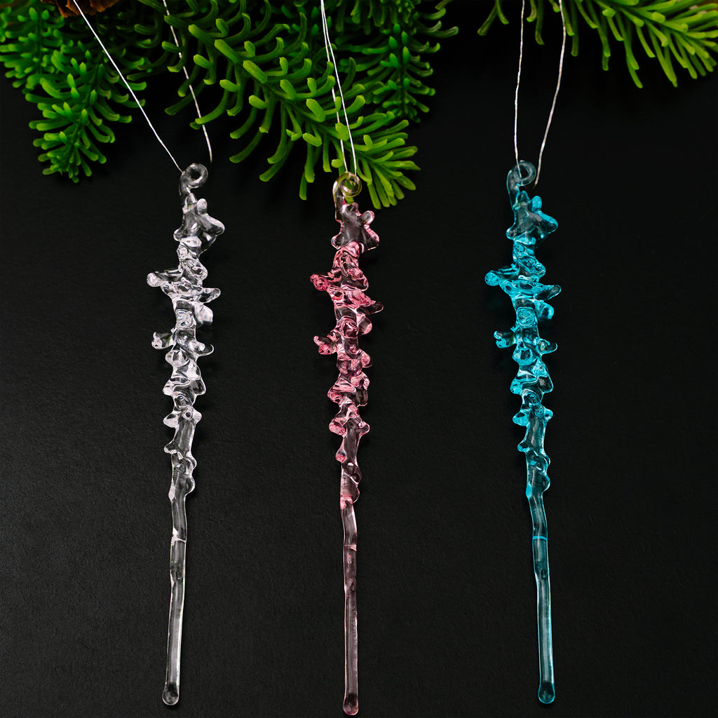Twisted Icicle Hanging Ornaments Set of 12