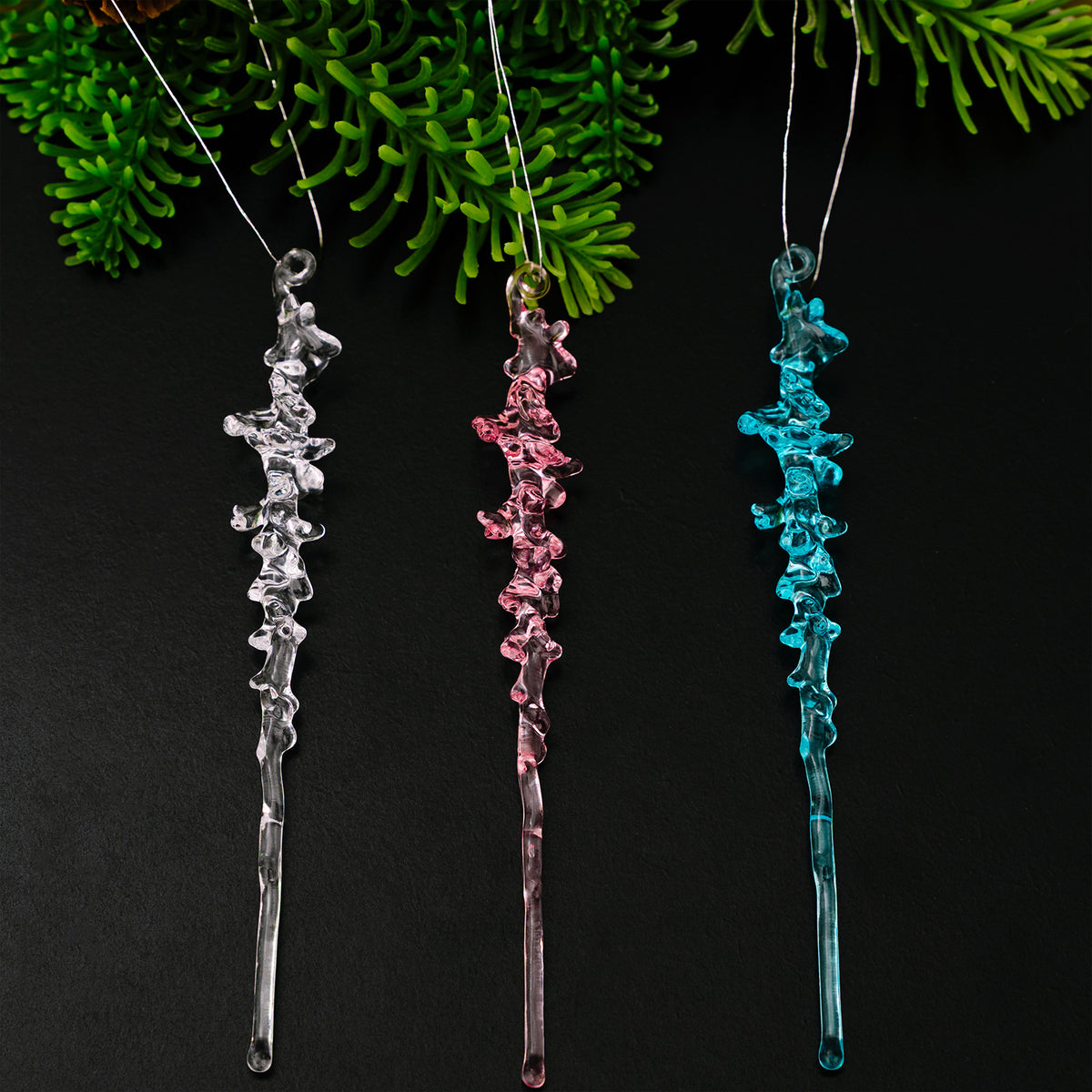 Twisted Icicle Hanging Ornaments Set of 12