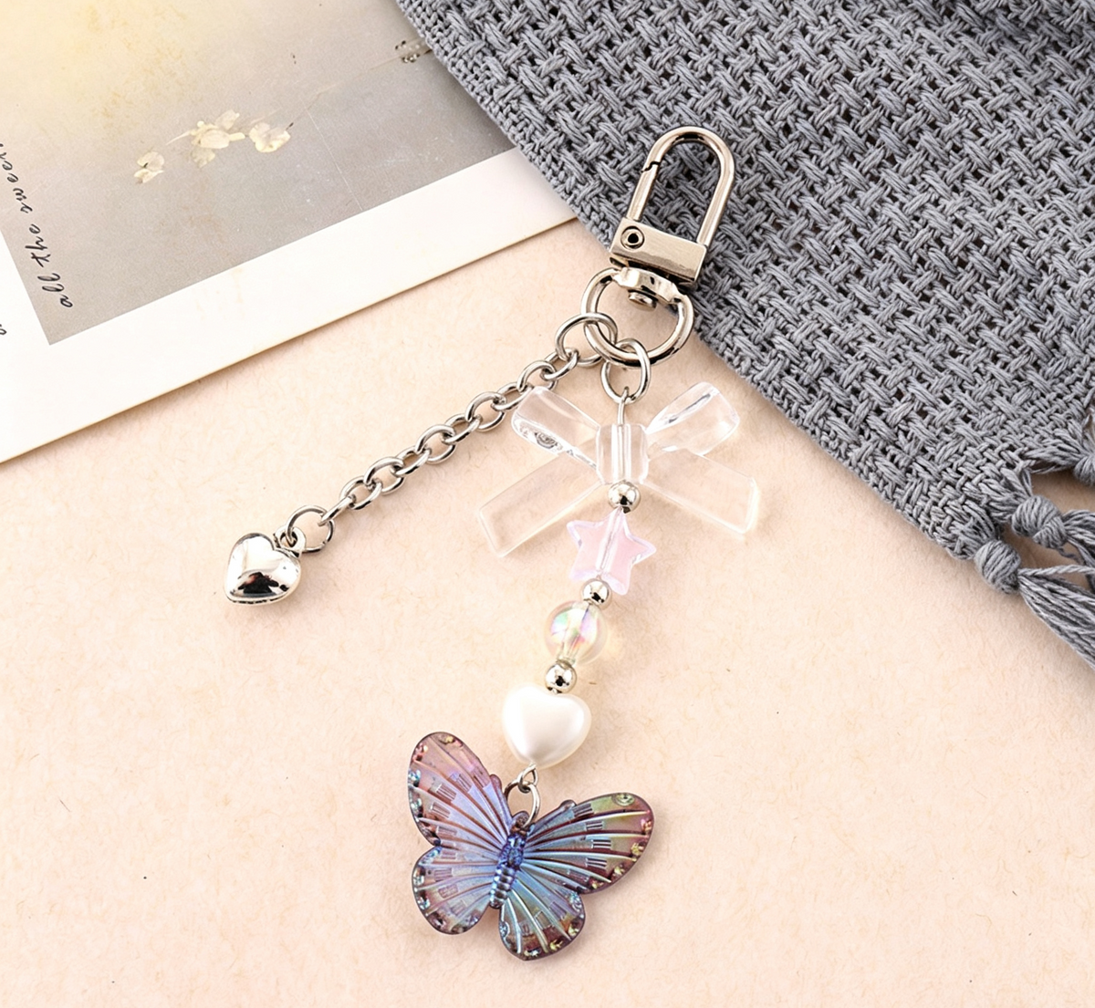 Coquette Butterfly Bow Keychain Bag Charm - Color_01