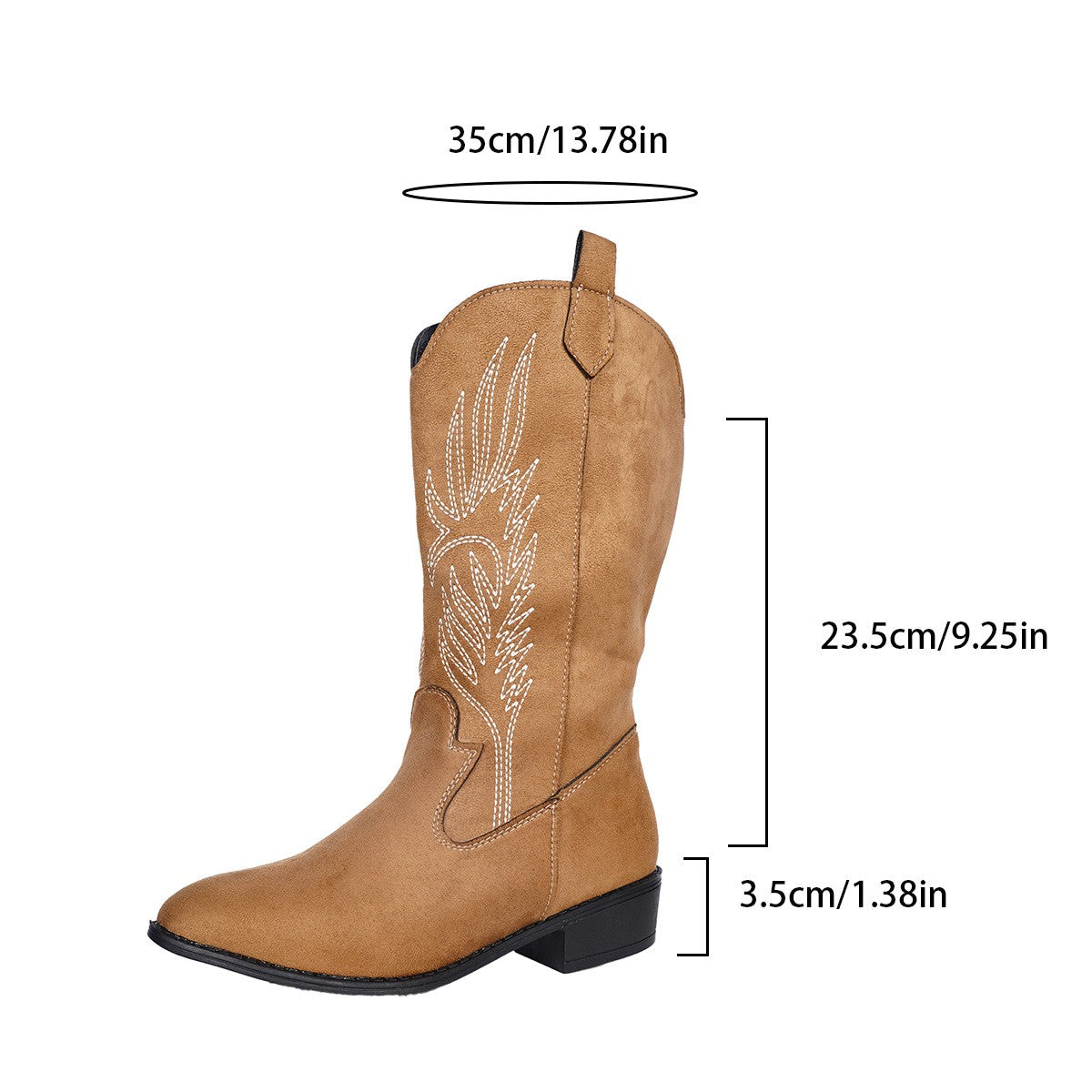 Embroidered Pointed Toe Western Cowboy Boots