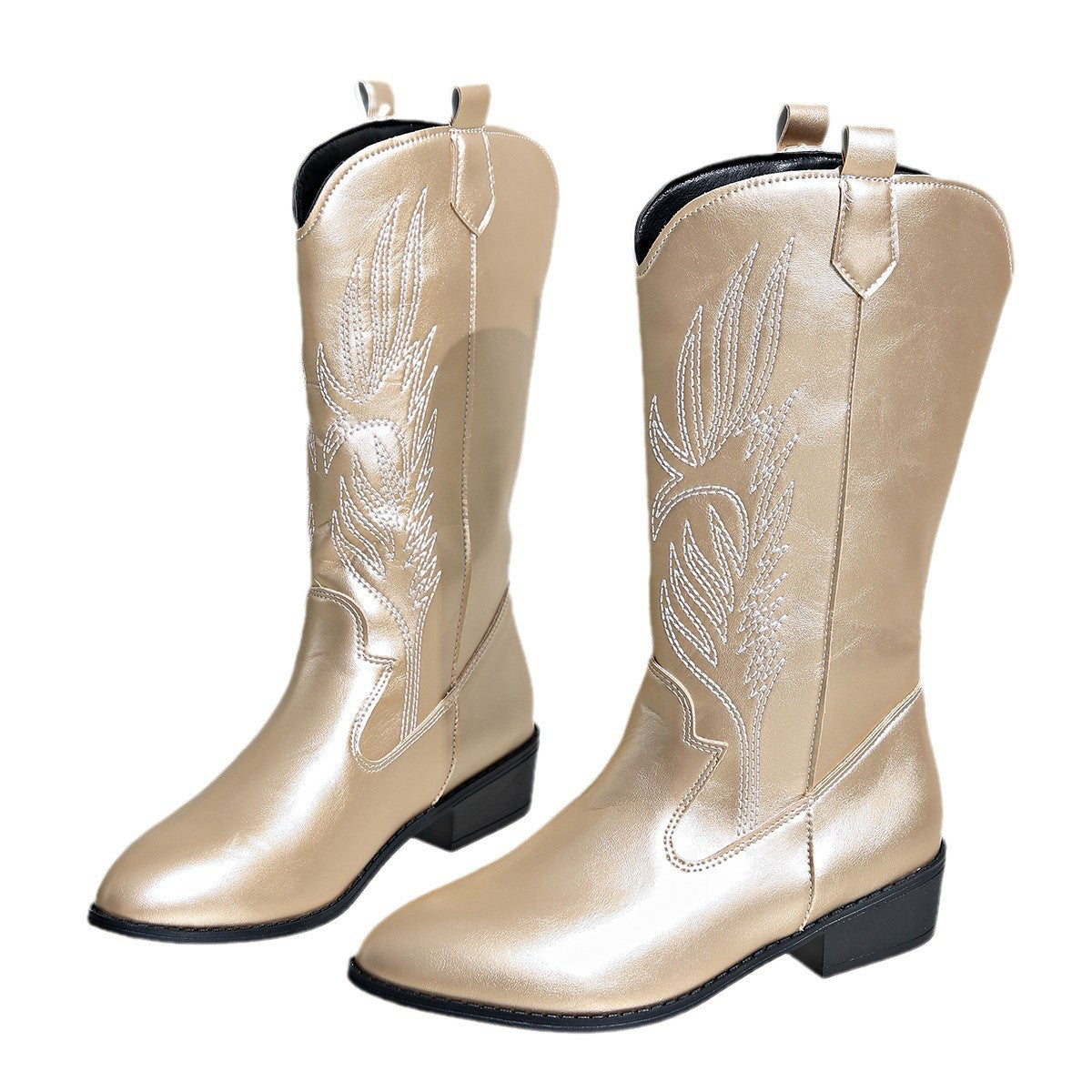 Embroidered Pointed Toe Western Cowboy Boots
