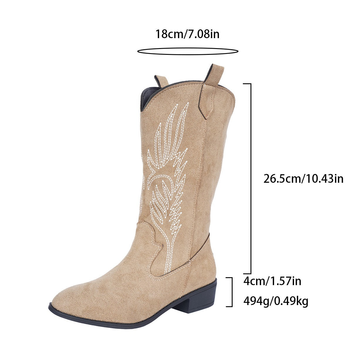 Embroidered Pointed Toe Western Cowboy Boots