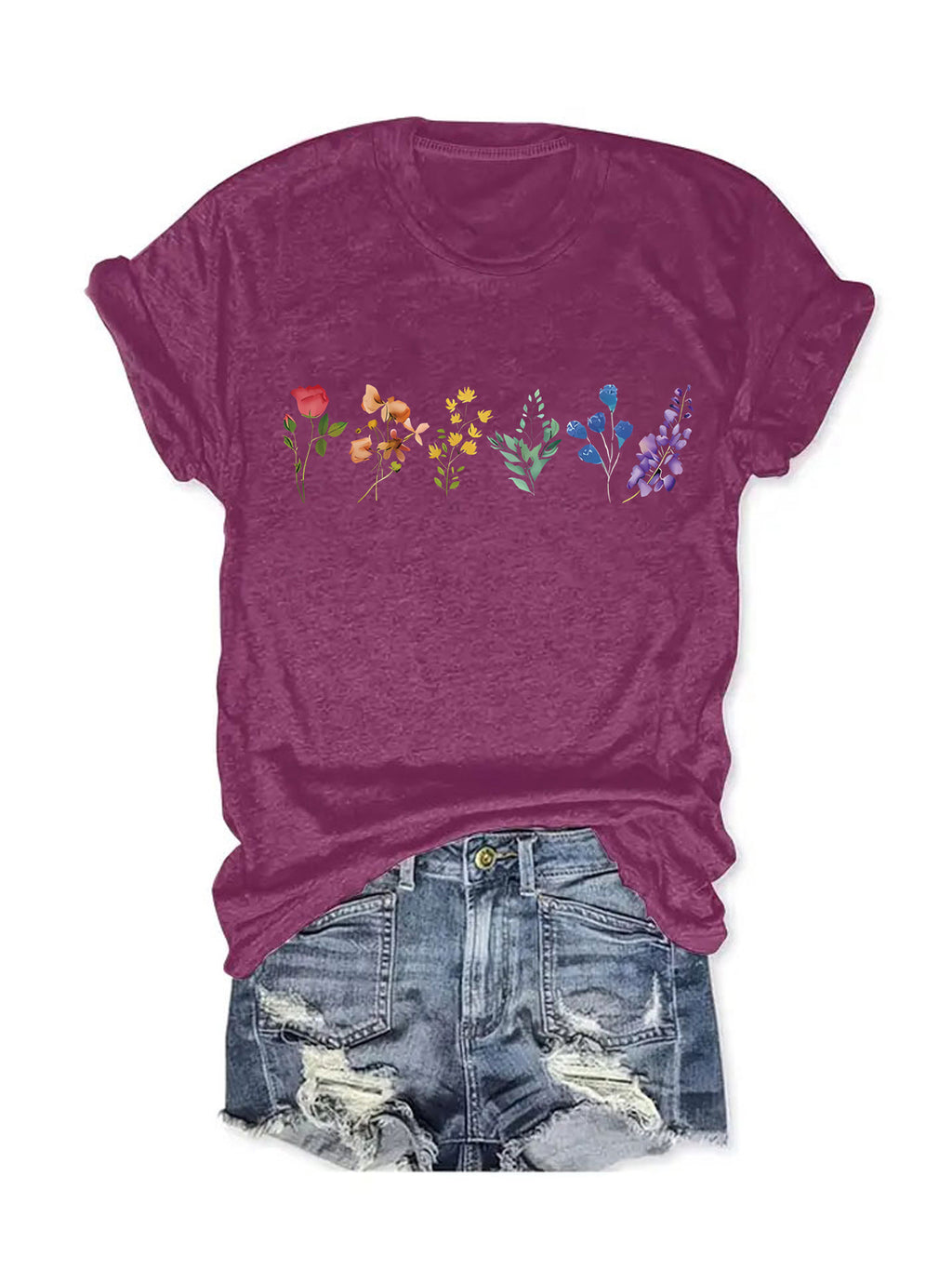 Pride Wildflower Row Short Sleeve Tee - Berry