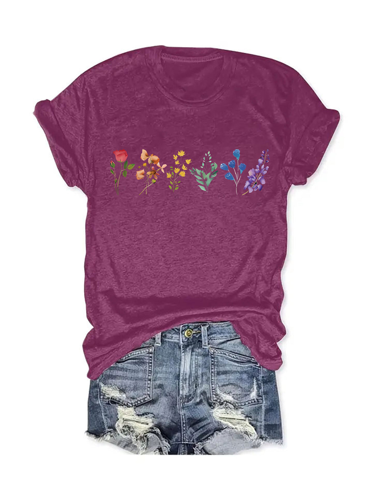 Pride Wildflower Row Short Sleeve Tee - Berry