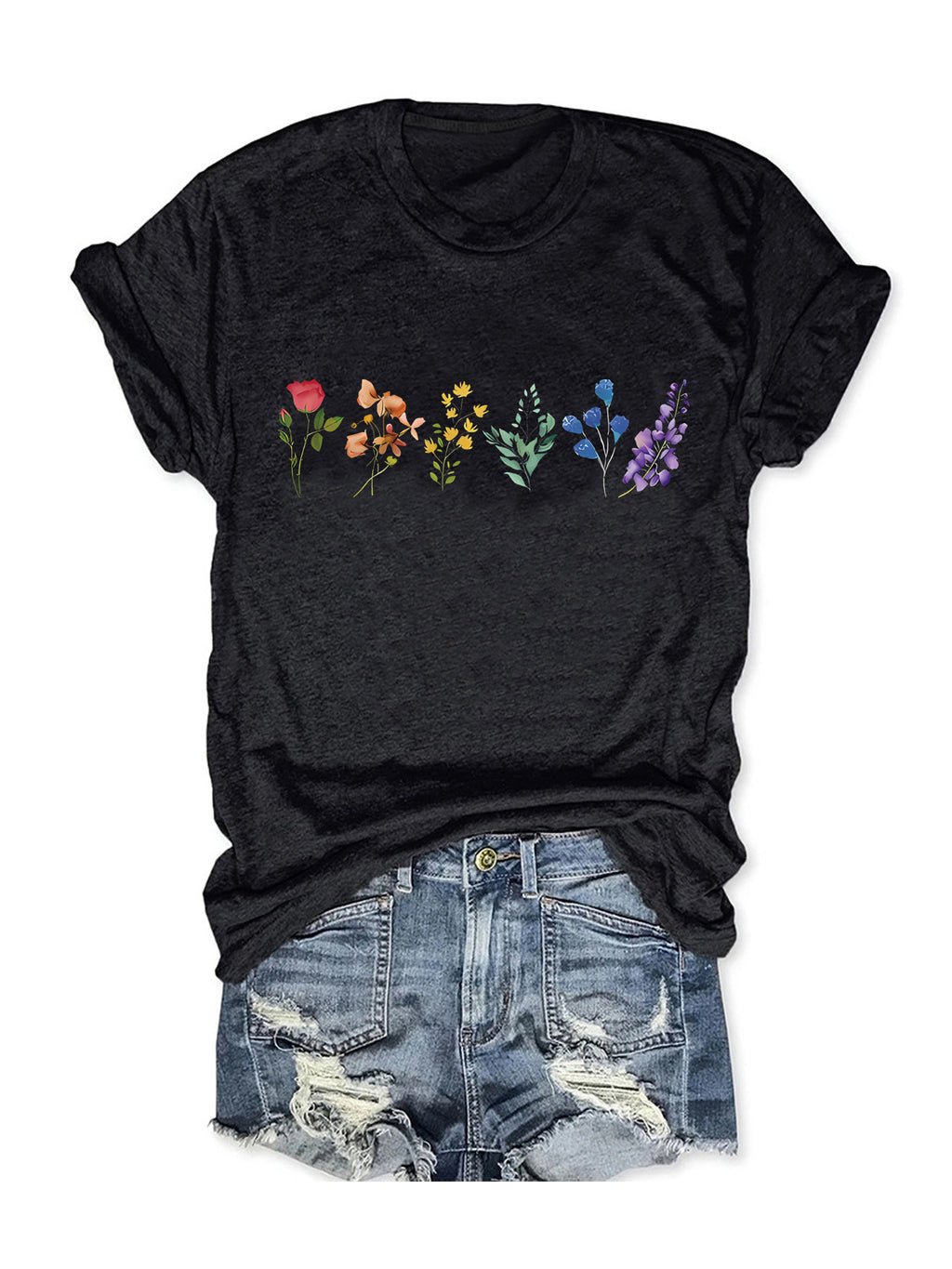 Pride Wildflower Row Short Sleeve Tee - Black