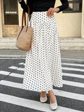 High Waist Polka Dot Maxi Skirt - White