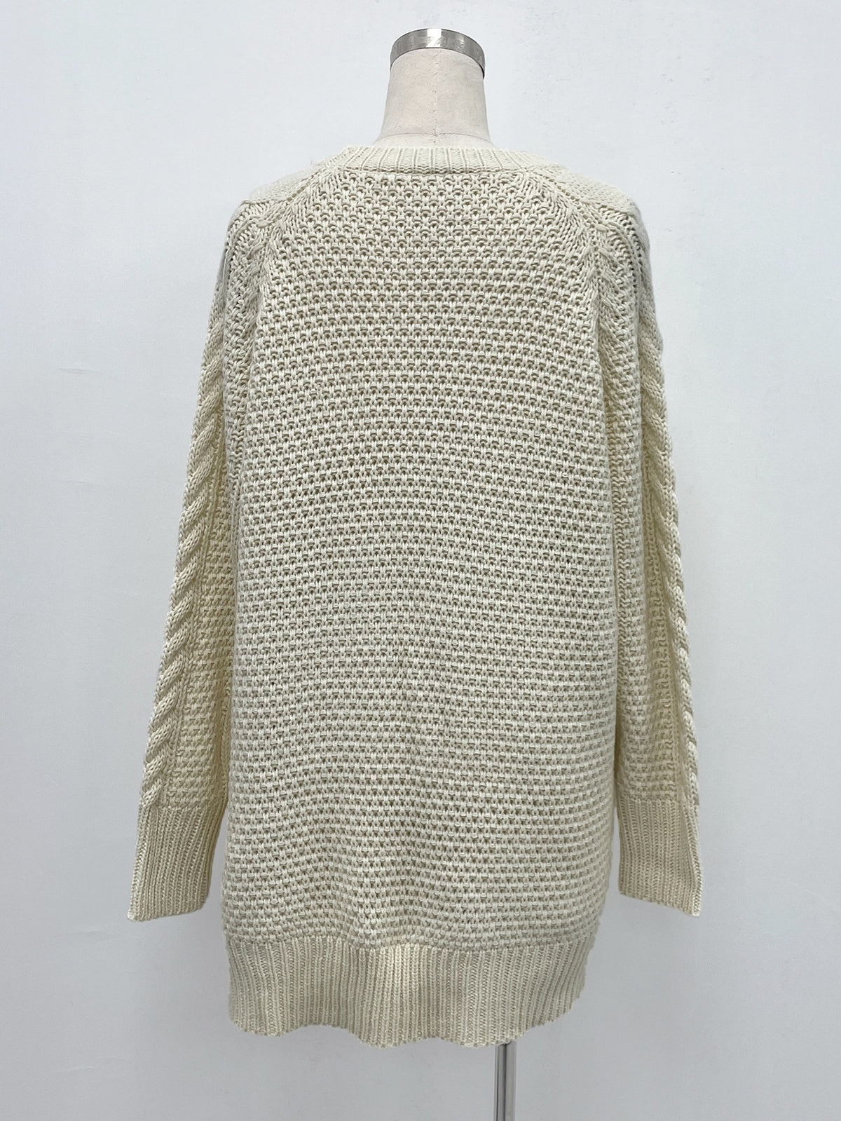 Textured Cable Knit Short Sweater Dress - Apricot - 1