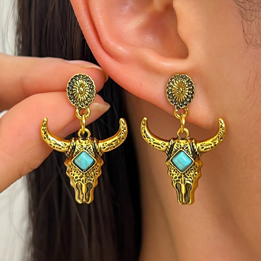 Western Rodeo Dangle Earrings with Cowboy Charms - C4