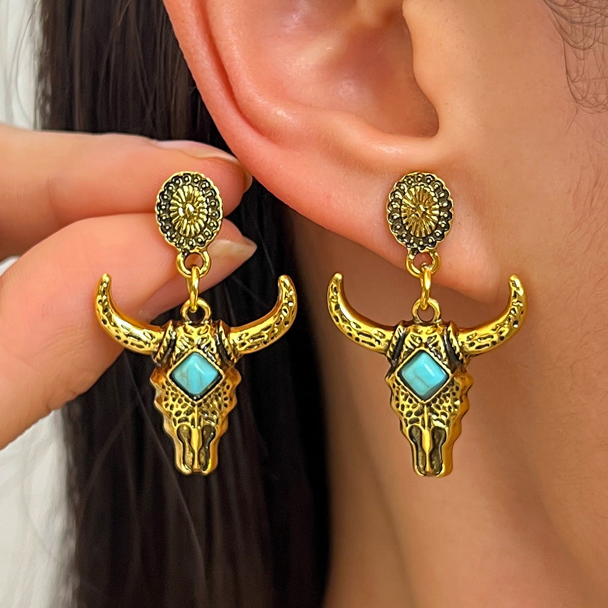 Western Rodeo Dangle Earrings with Cowboy Charms - C4