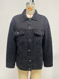Oversized Washed Denim Trucker Jacket - Black