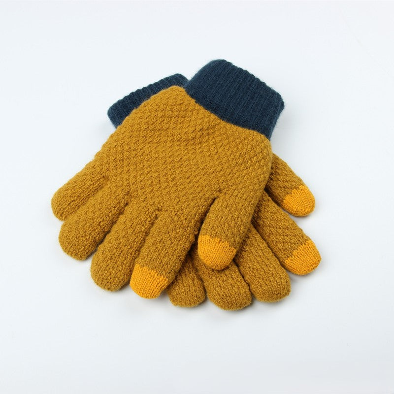 Colorblock Jacquard Knit Touchscreen Gloves - Color-A