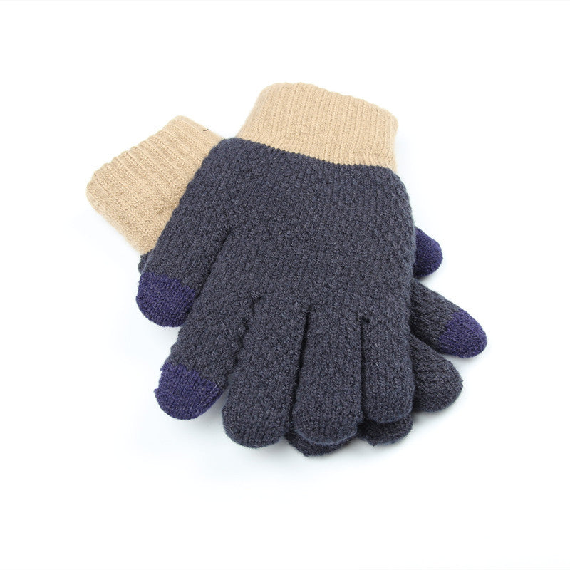 Colorblock Jacquard Knit Touchscreen Gloves - Color-B