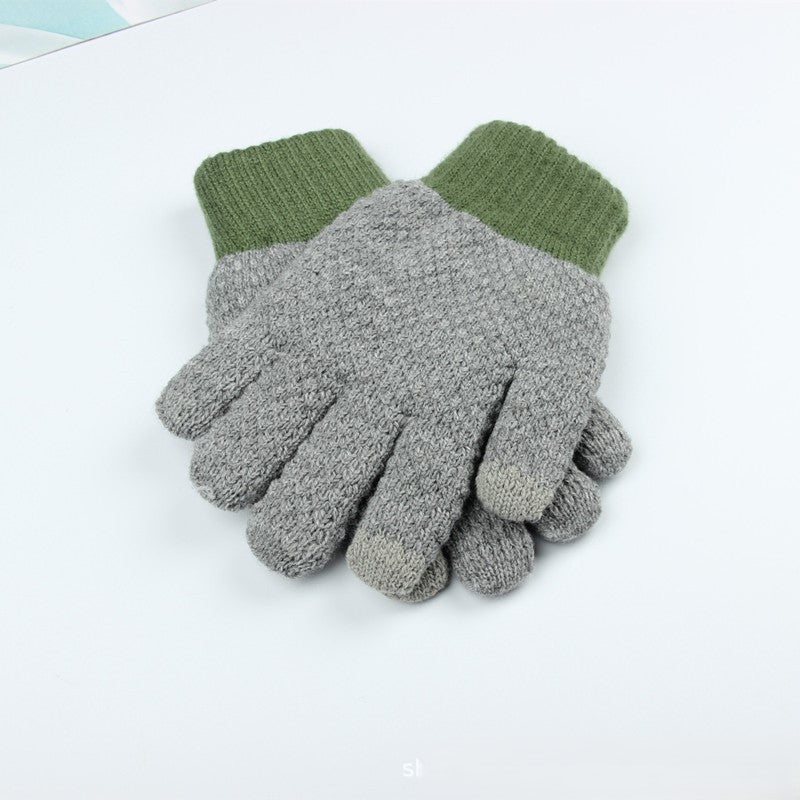 Colorblock Jacquard Knit Touchscreen Gloves - Color-C