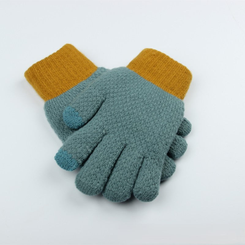 Colorblock Jacquard Knit Touchscreen Gloves - Color-D